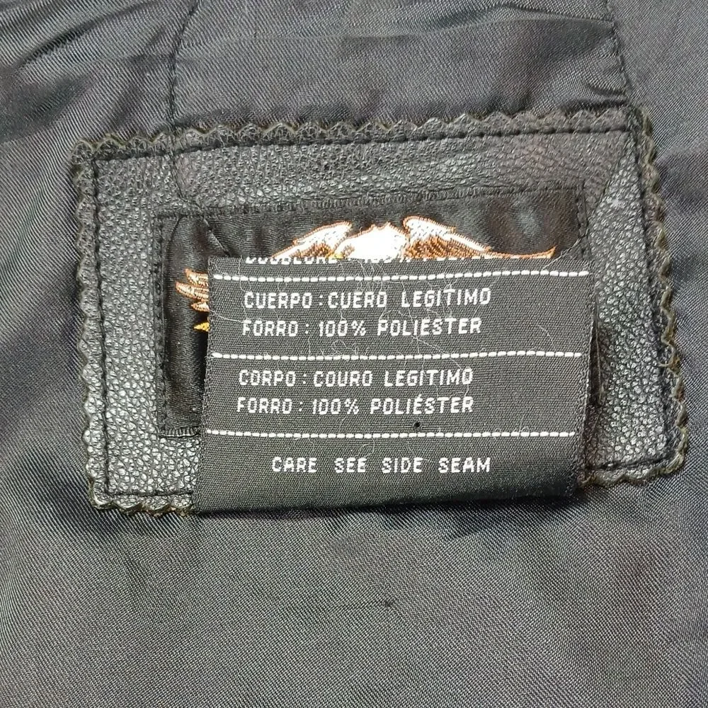 Harley-Davidson Men's Black Leather Biker Vest - Patches & Pins, USMC Veteran L. - Picture 6 of 16